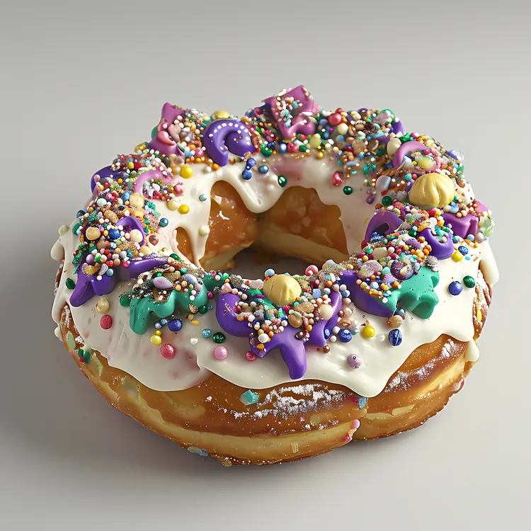 Sprinkled King Cake with White Icing