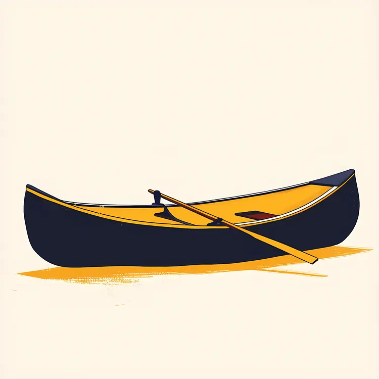 Yellow and Black Canoe with Paddle