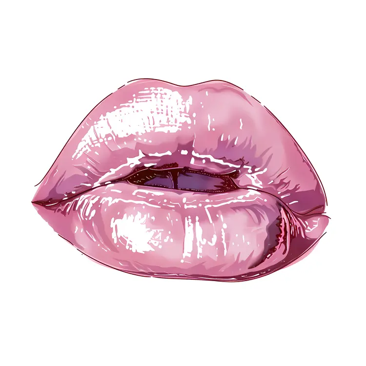 Glossy Pink Lips Illustration