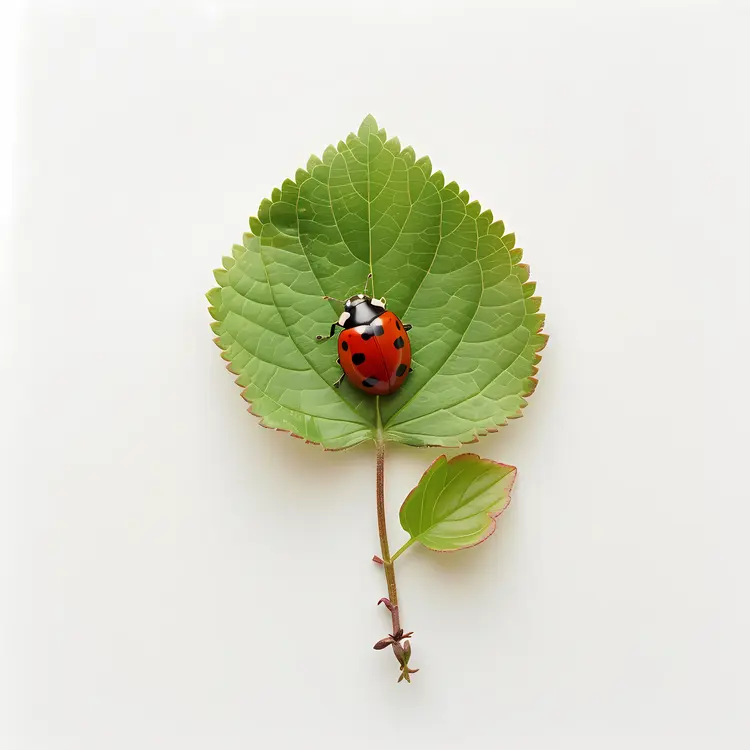 Ladybug on green leaf