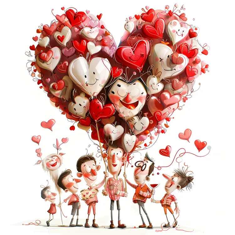 Heart-shaped Balloons with Family
