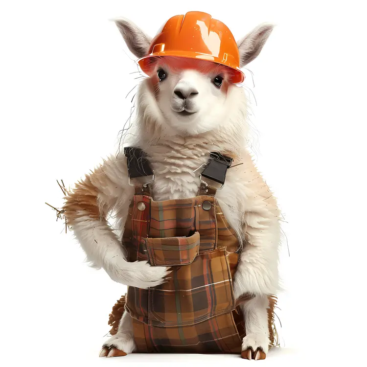 Llama in Construction Outfit