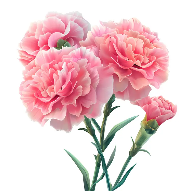 Pink Carnations in Full Bloom