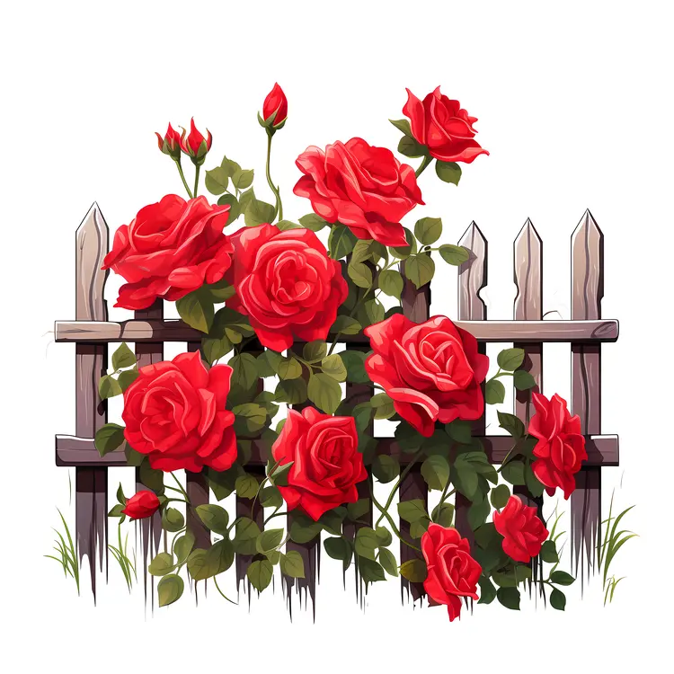 Red Roses and Wooden Fence