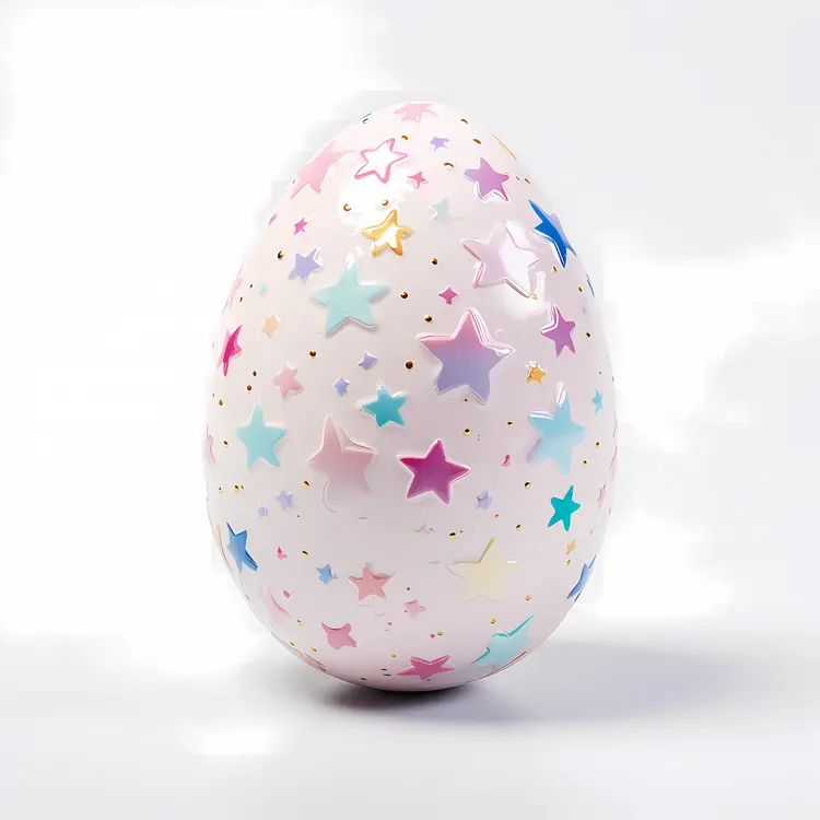 Decorative Egg with Stars in Pastel Colors