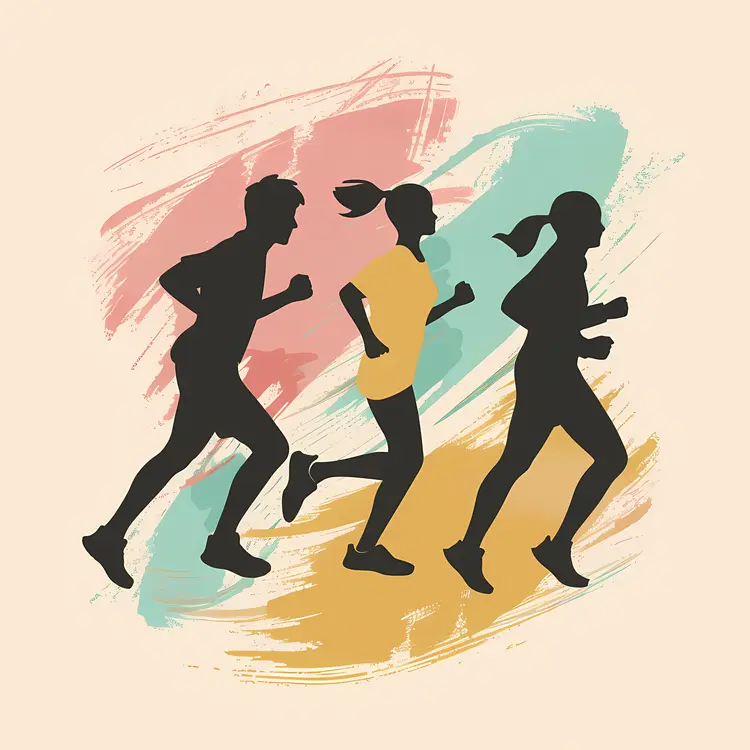 Silhouettes of Runners with Colorful Background