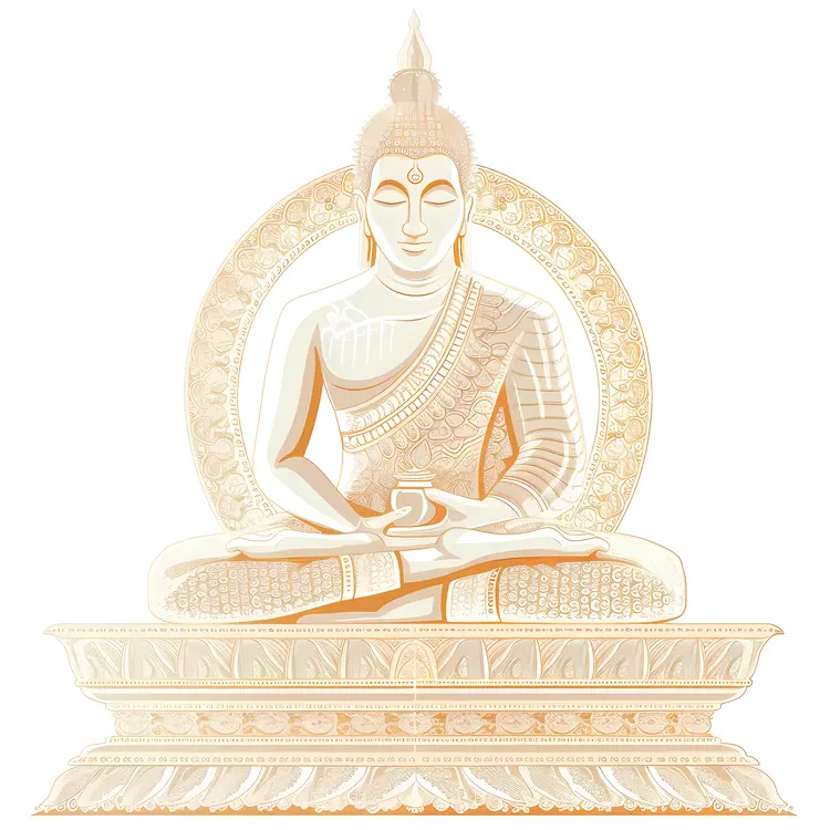 Golden Meditating Buddha on Ornate Base