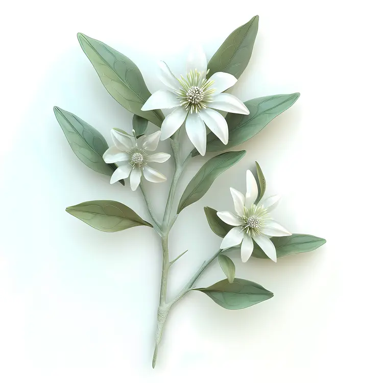 White Flowers with Green Leaves
