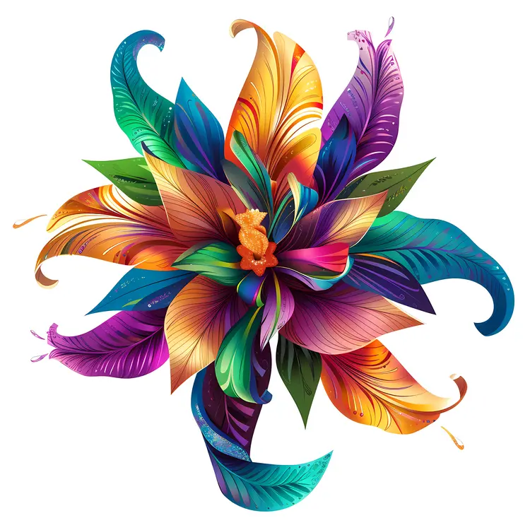 Radiant Colorful Flower with Petals and Leaves