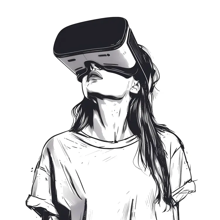 Monochrome VR Headset with Headphones