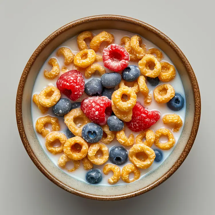 Healthy Cereal with Berries and Milk