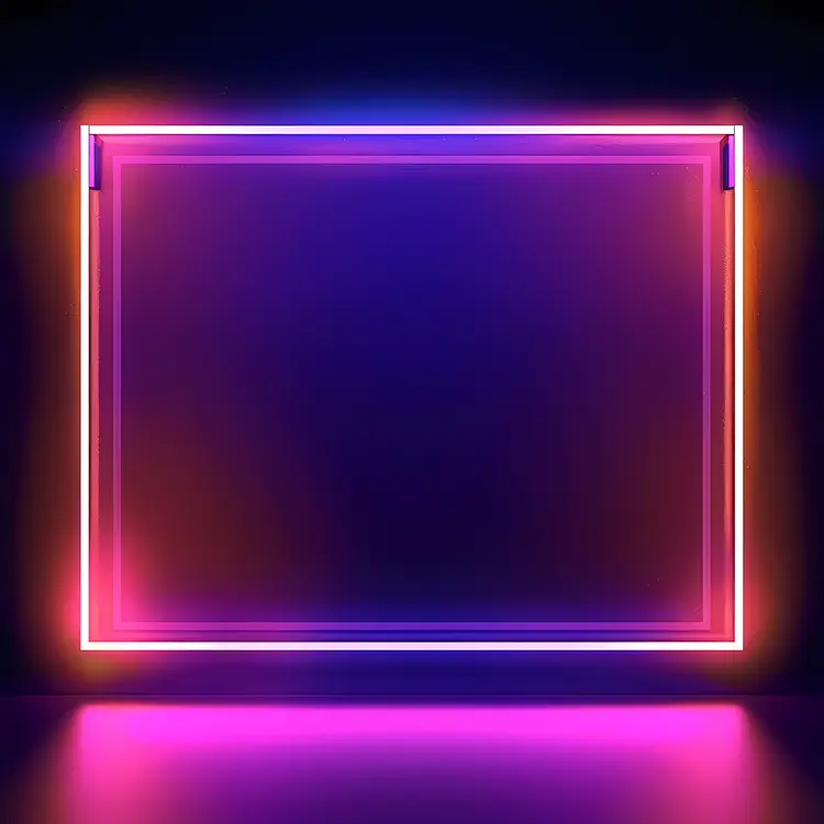 Neon Square Frame with Pink and Blue Glow