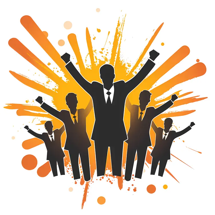 Businessmen Silhouettes Celebrating Success
