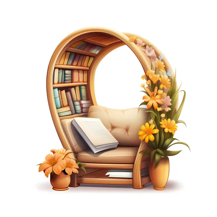 Floral Reading Nook with Comfortable Chair