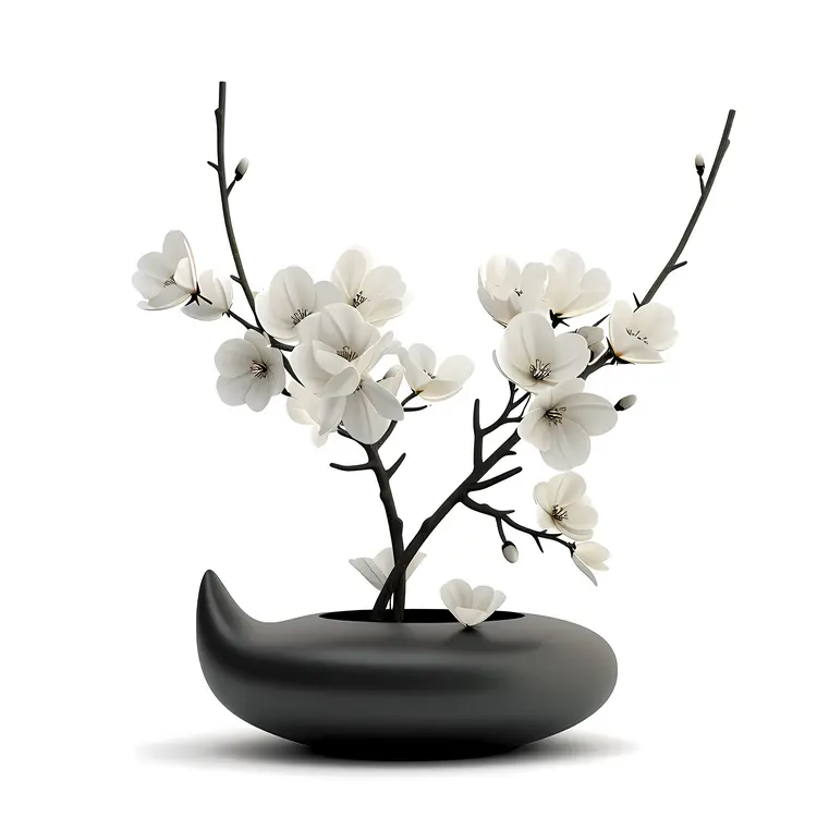 Elegant White Floral Arrangement in Black Vase