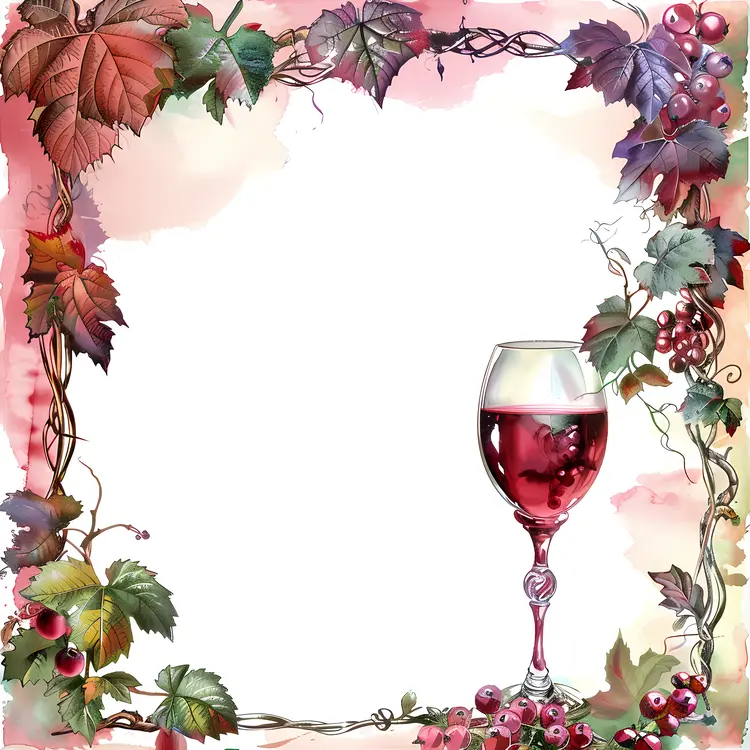 Wine Glass with Grapes