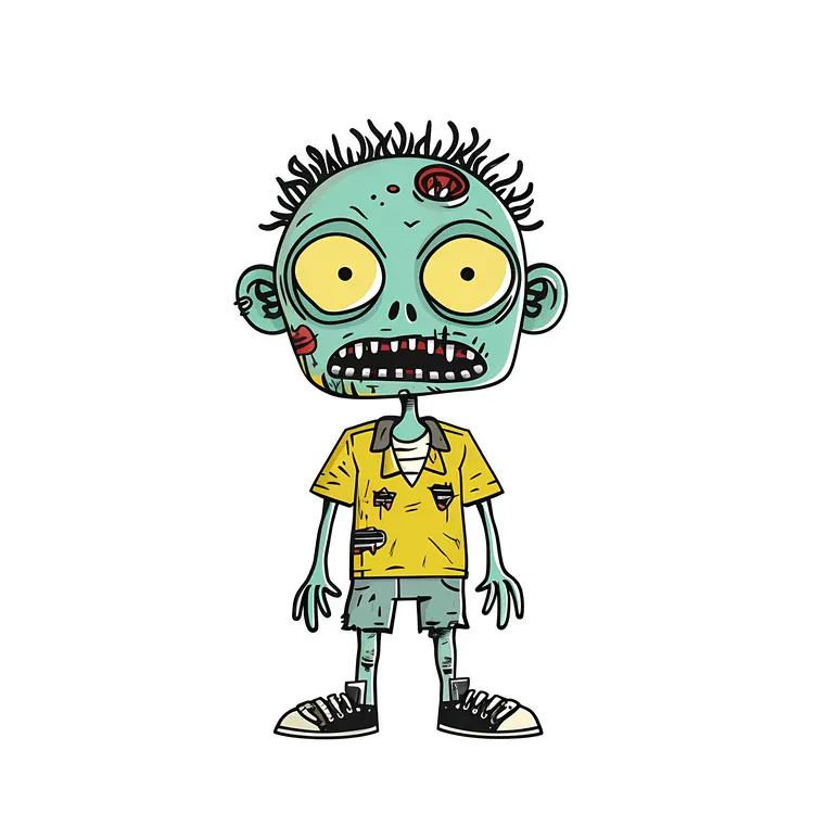Green Zombie Boy in Yellow Shirt