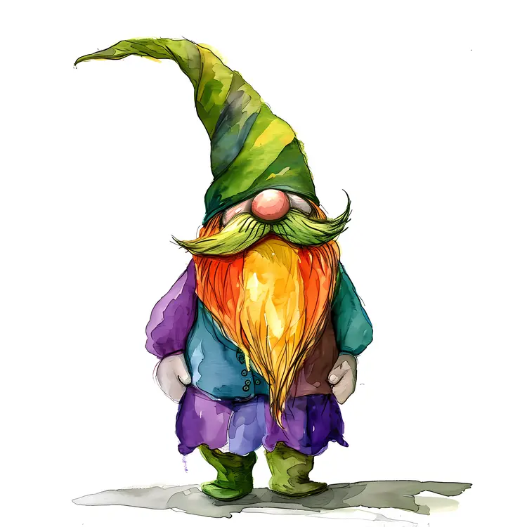 Colorful Gnome with Green and Yellow Hat