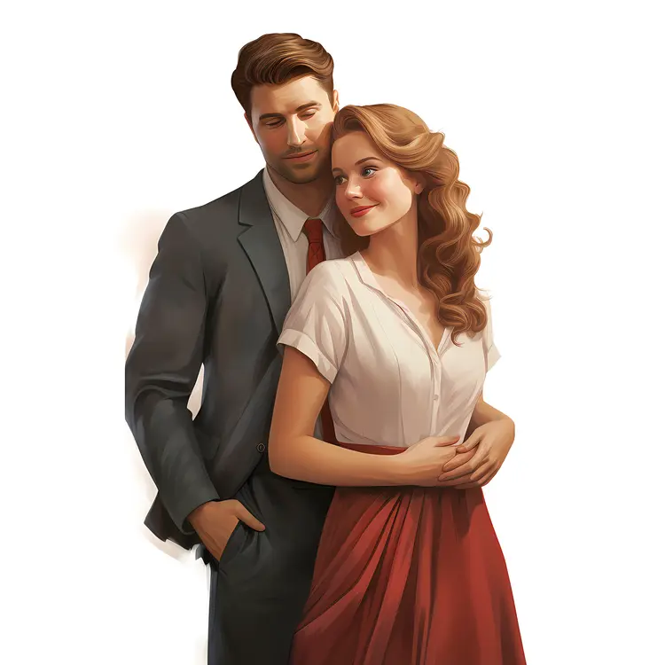 Couple in Formal Attire Embracing