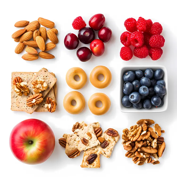 Assorted Healthy Snacks with Nuts and Fruits