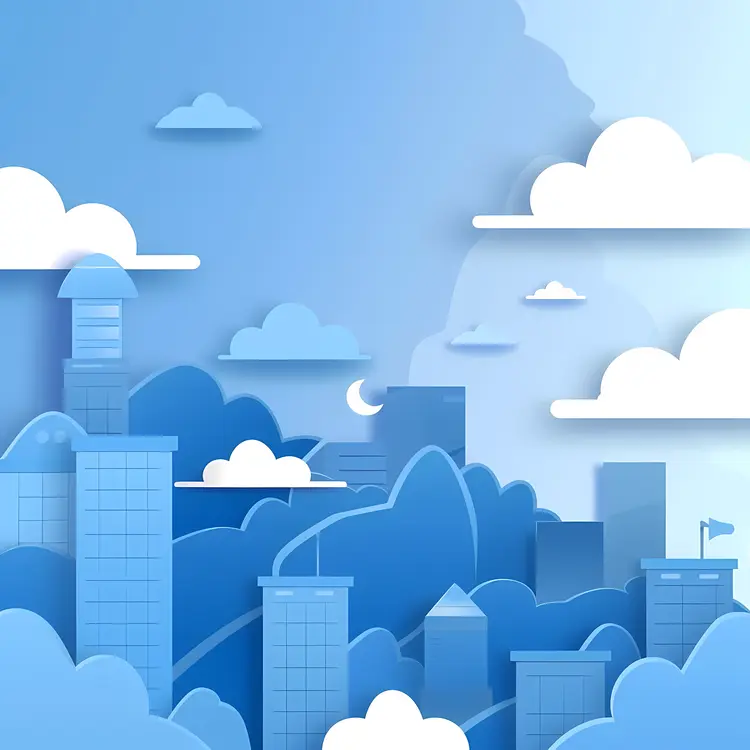 Cityscape with Buildings and Clouds