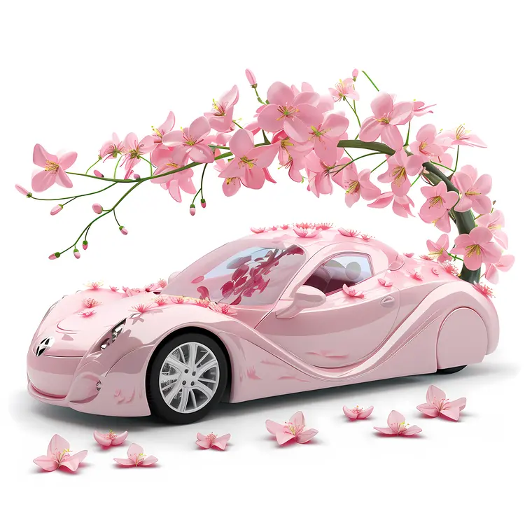 Pink Car with Cherry Blossoms