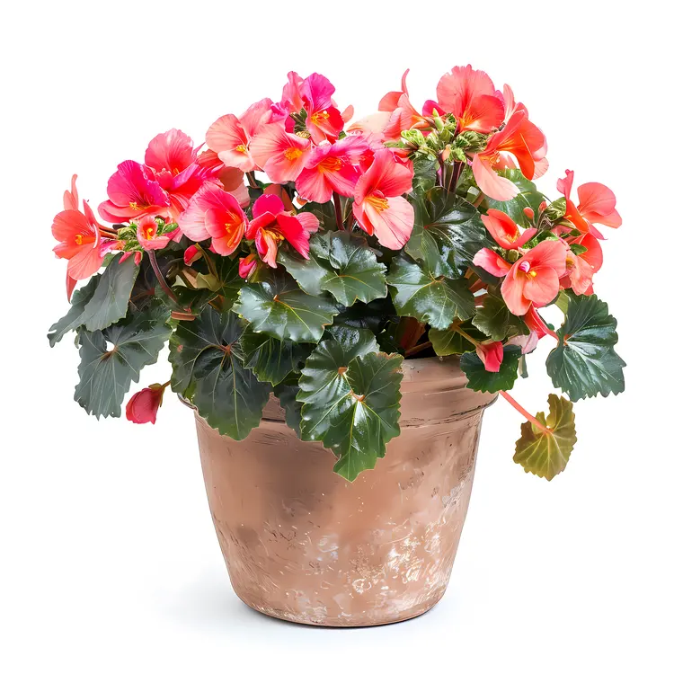 Pink Flowers in a Brown Pot