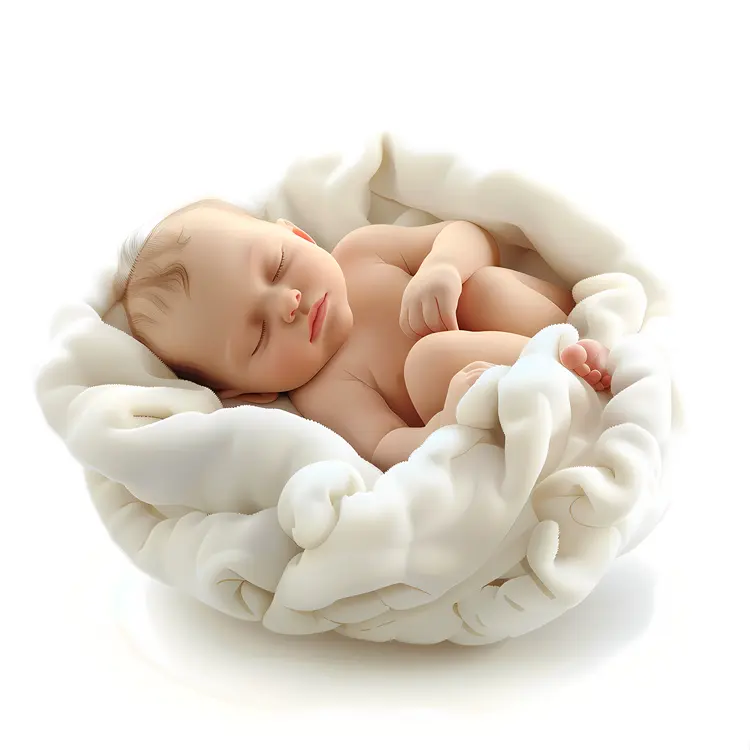 Sleeping Baby in White Blanket