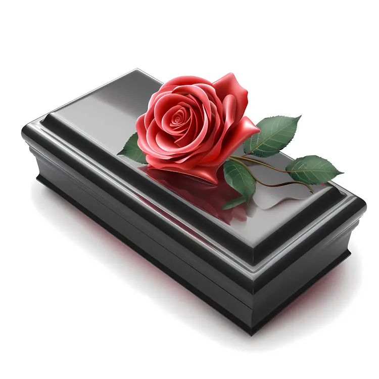 Coffin with Red Rose