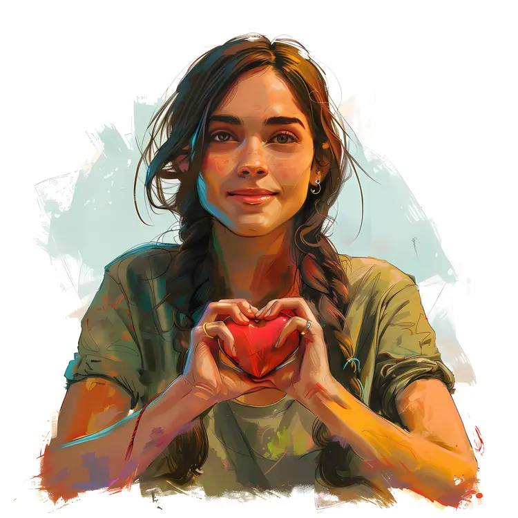 Girl Holding Heart