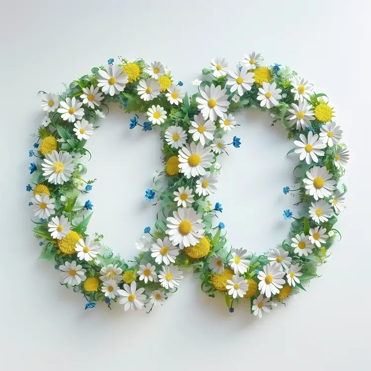 Mixed Flower Wreath with Green Leaves