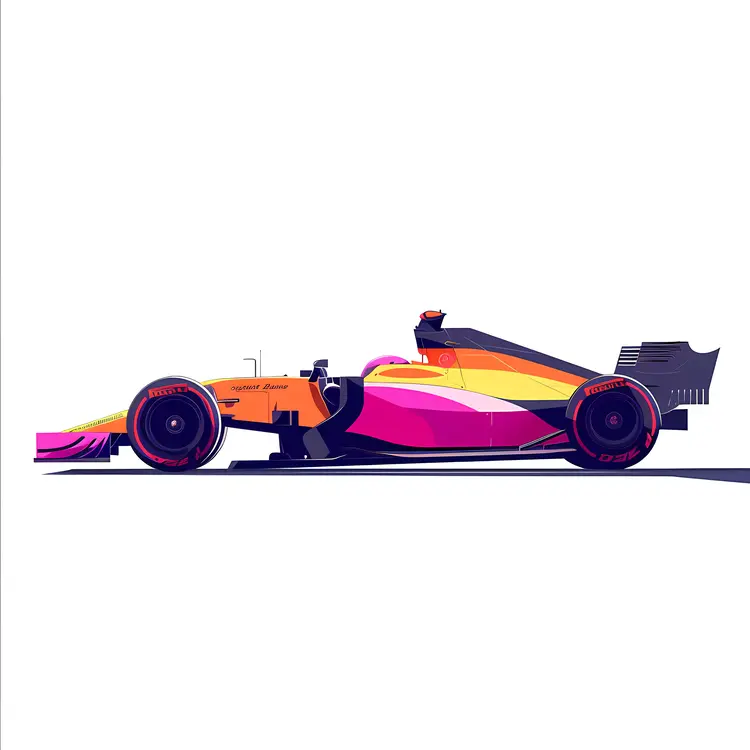 Colorful Formula 1 Car Side View