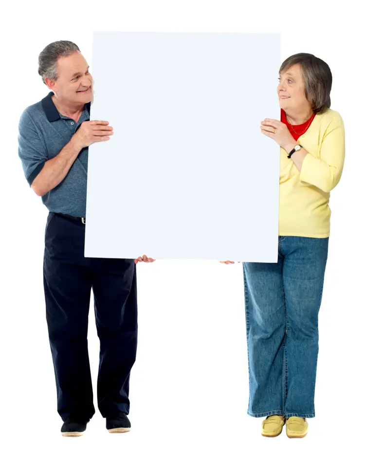 Couple Holding a Blank Sign