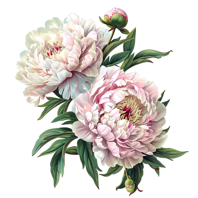 Elegant Peony Flowers Illustration