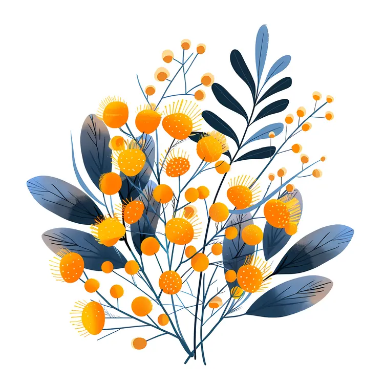 Yellow Flowers in a Floral Arrangement with Blue Leaves