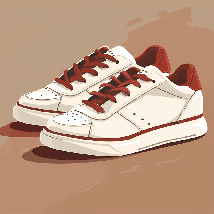 White and Red Casual Sneakers Illustration