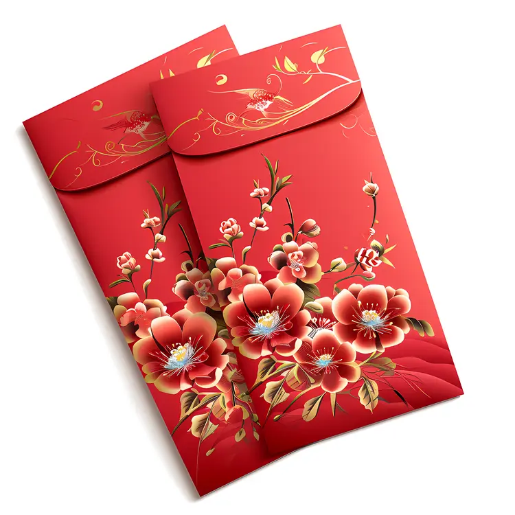 Elegant Red Envelopes with Floral Patterns