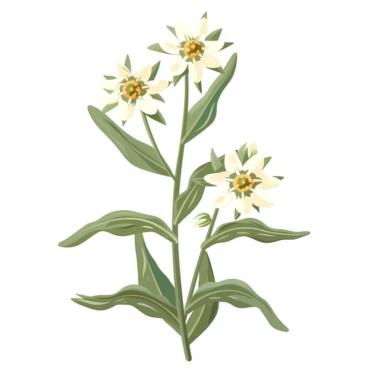 White Flowers with Green Leaves
