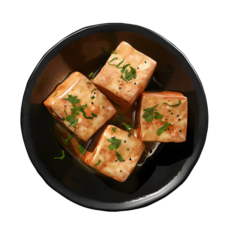 Plate of Tofu with Cilantro