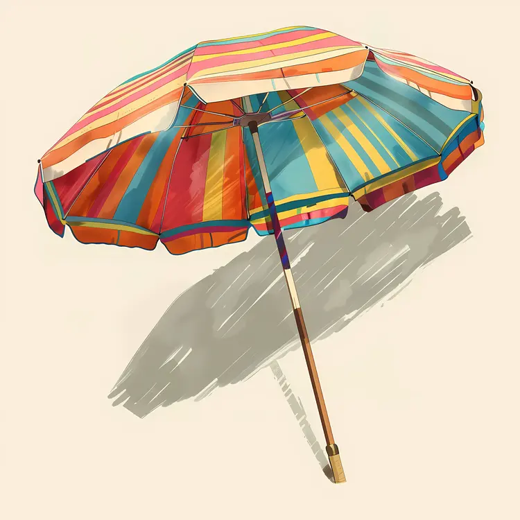 Colorful Striped Beach Umbrella