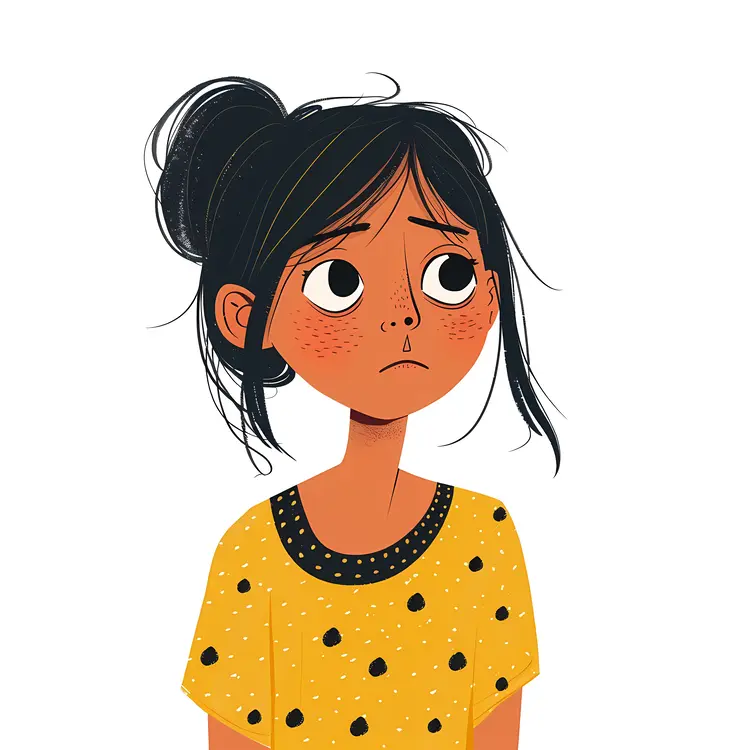 Stylized Portrait of a Girl with Messy Hair in a Yellow Top