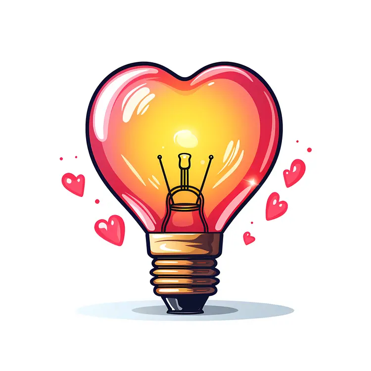 Heart Shaped Light Bulb with Hearts