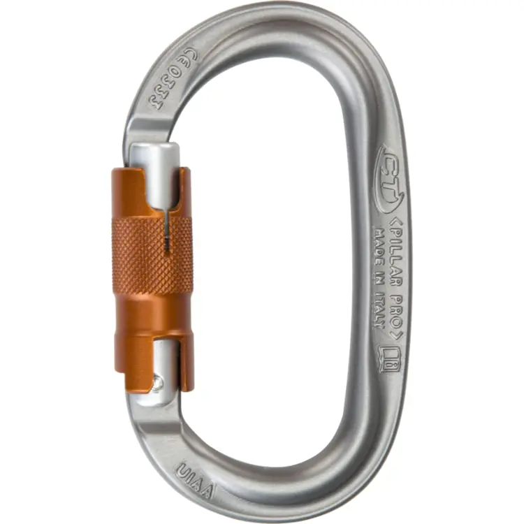 Silver Carabiner with Orange Lock