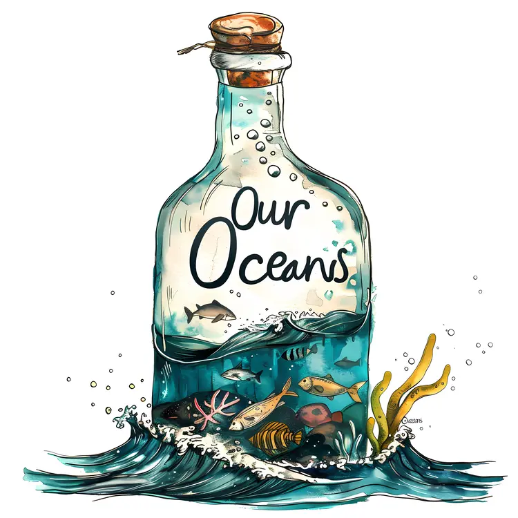 Our Oceans Bottle with Waves