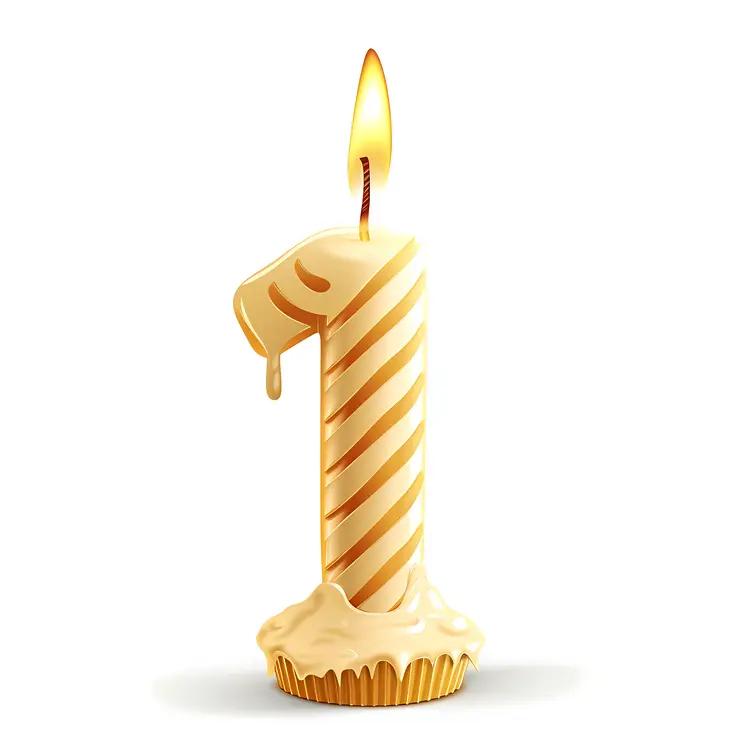 Striped Number One Candle for Birthday Celebration
