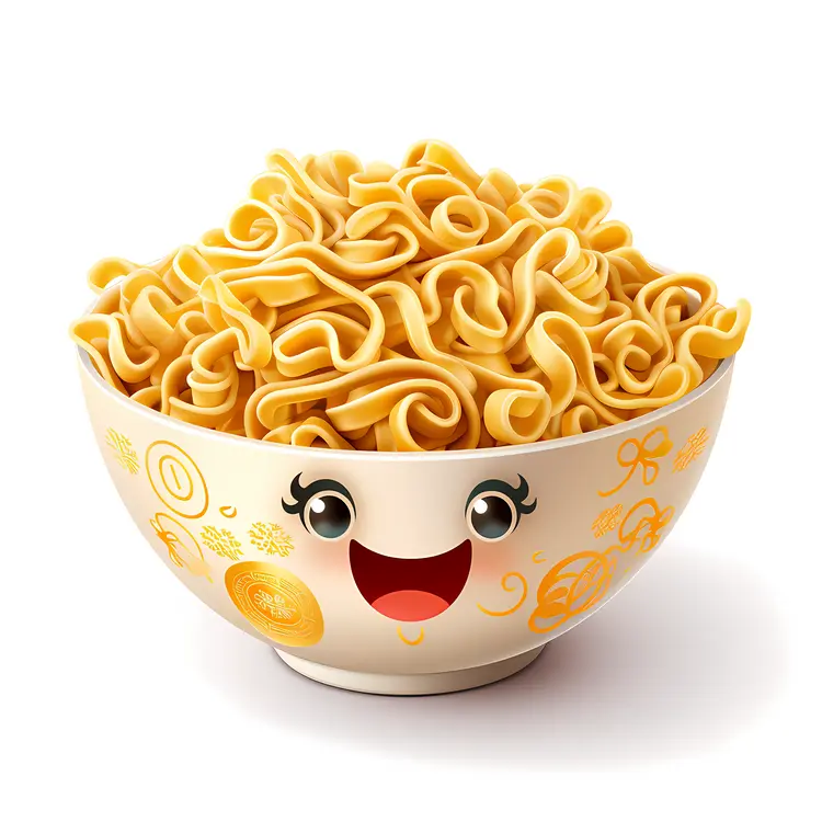 Cute Cartoon White Bowl of Noodles