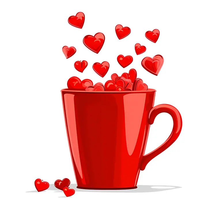 Red Cup with Hearts Overflowing