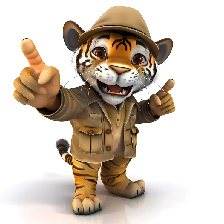 Cartoon Tiger with Hat