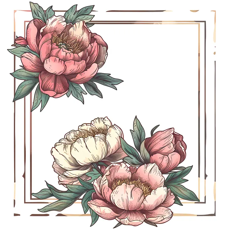 Pink Peonies Floral Frame