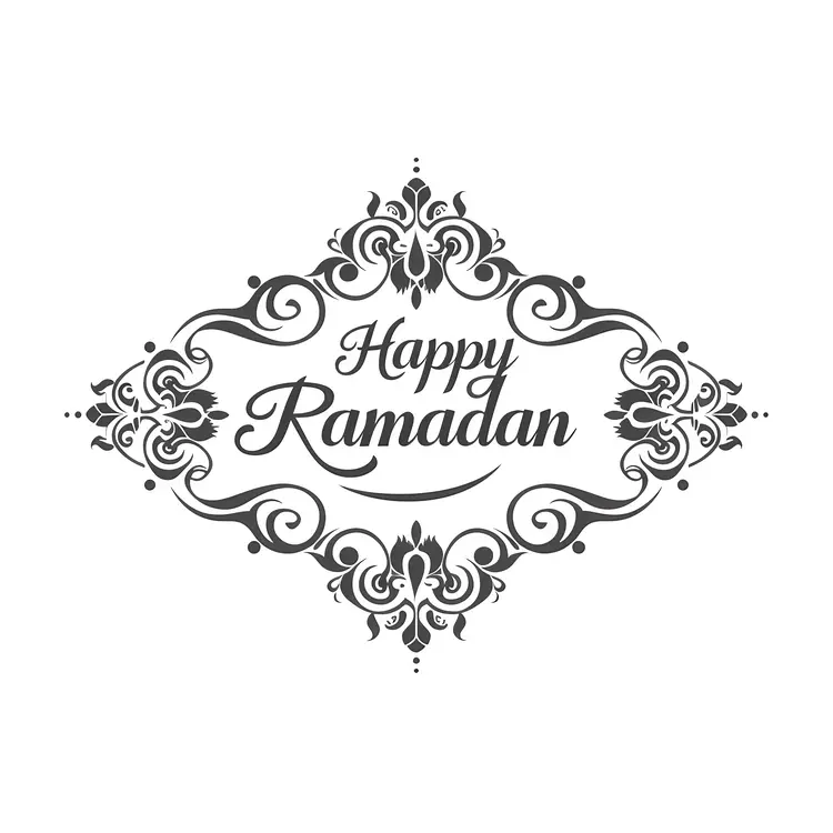 Ornamental Happy Ramadan Greeting